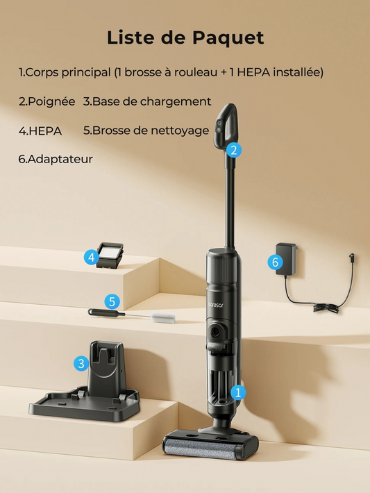 Aspirateur Laveur, Aspirateur Balai sans Fil, Aspirateur Eau et Poussière Laresar M3
